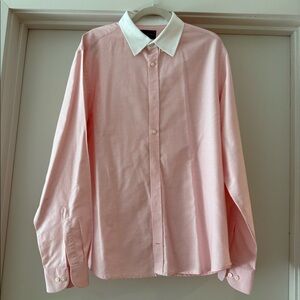 'Le Original' Pink Contrast Collar Oxford Shirt - Size XL